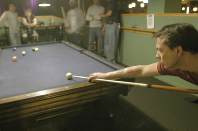Playing pool at Morseland restaurant and bar
