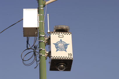 A police surveillance camera on Morse Avenue