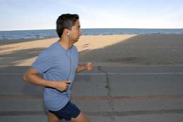 A jogger on Oak Street Beach