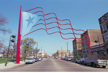 Puerto Rican flags along Division St.