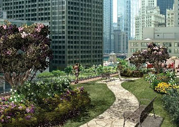 CityFront Plaza's rooftop garden